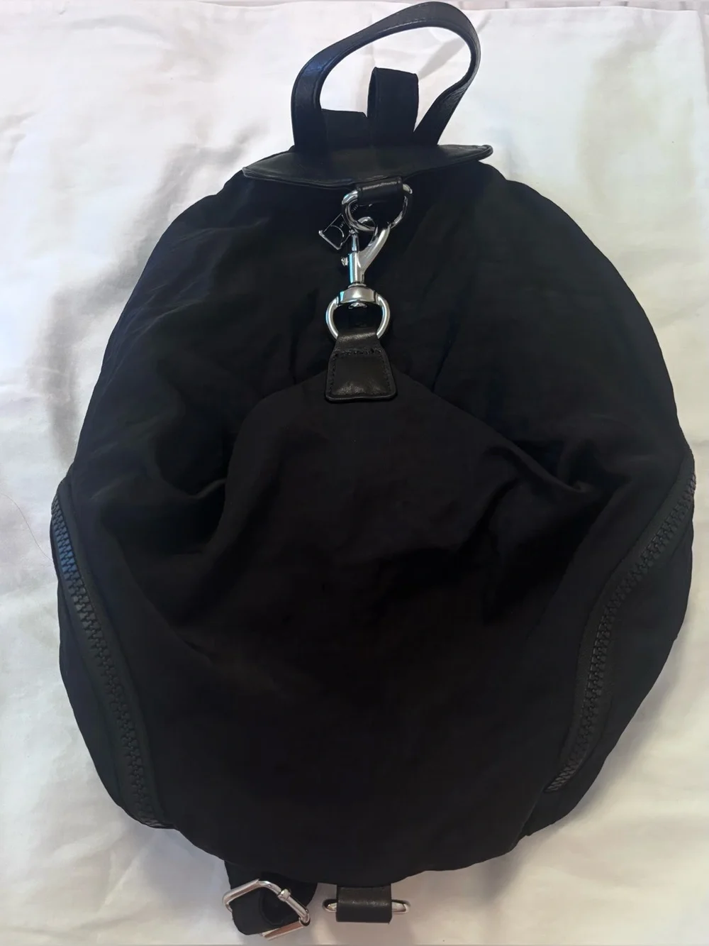 Rebecca Minkoff Julian Black Nylon Backpack | Leather Trim | Silver Hardware